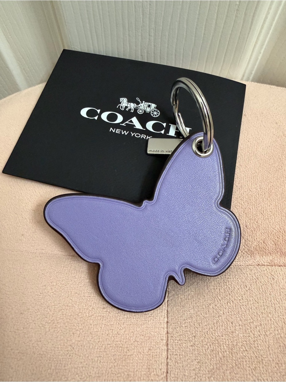 Coach Lavender Purple Butterfly Leather Key Chain Bag… - Gem